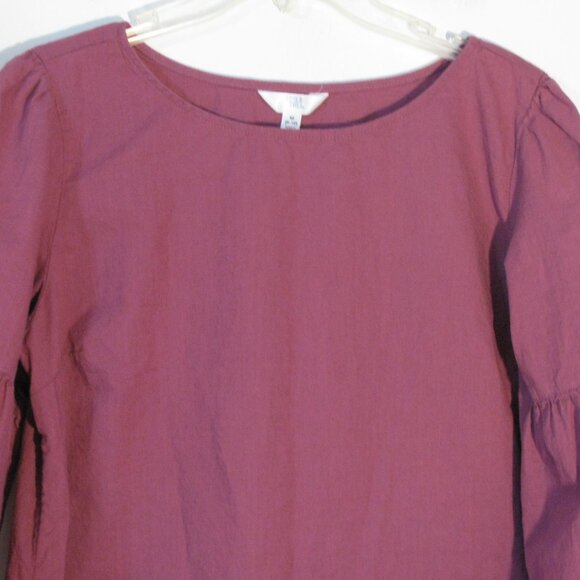 ** 2/$15 Time And Tru Purple Blouse Medium 8 10 Excellent Bell Sleeve - Picture 2 of 4